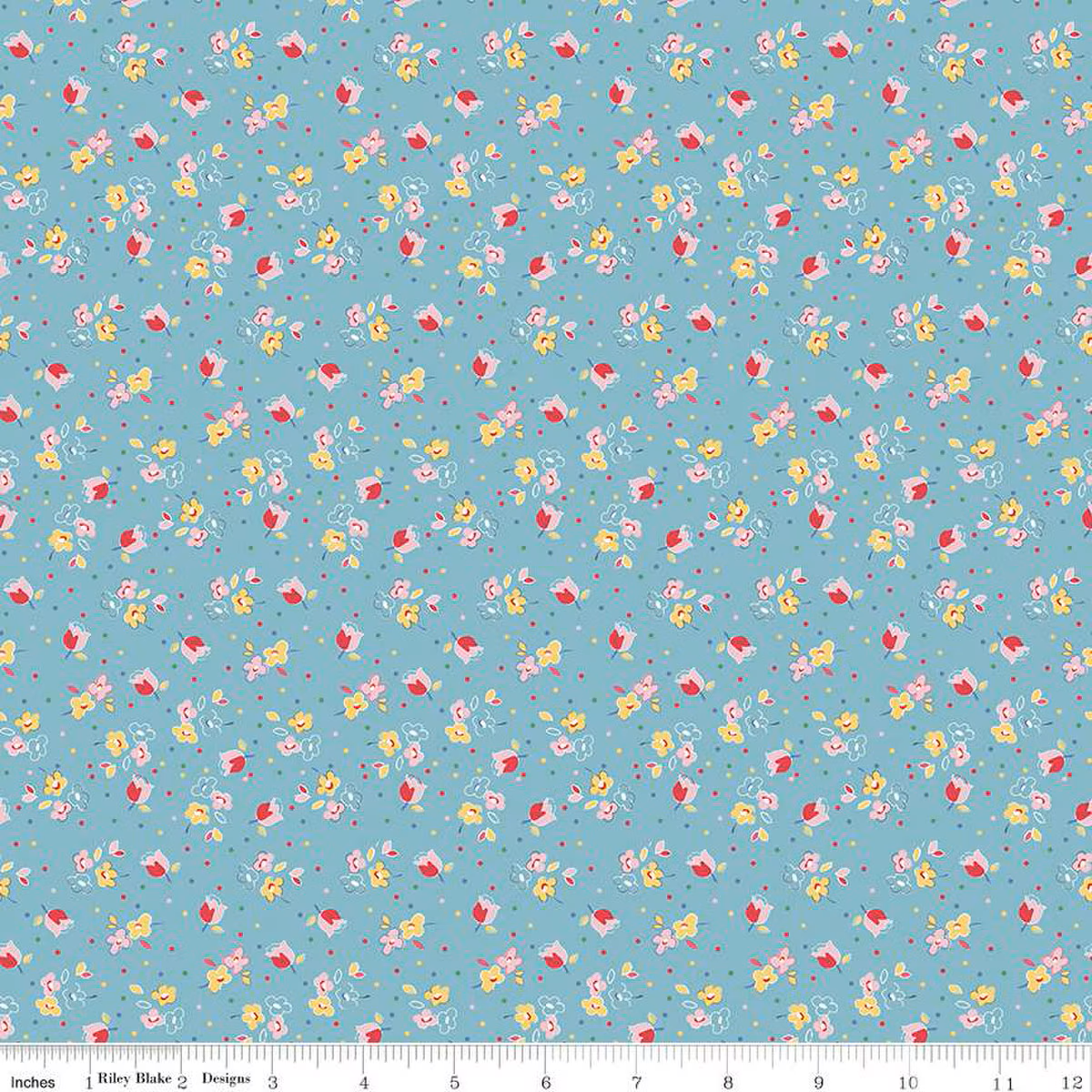 Fabric Riley Blake Aqua Calico Sweet Rose Simple Pleasures by the Quarter Yard C16653-AQUA