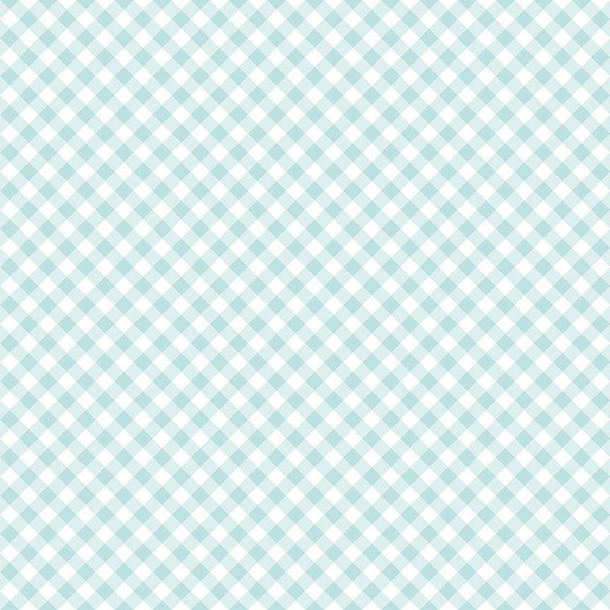 Fabric Riley Blake Aqua Diagonal Gingham Whimsical Woodland by the Quarter Yard C17646-AQUA