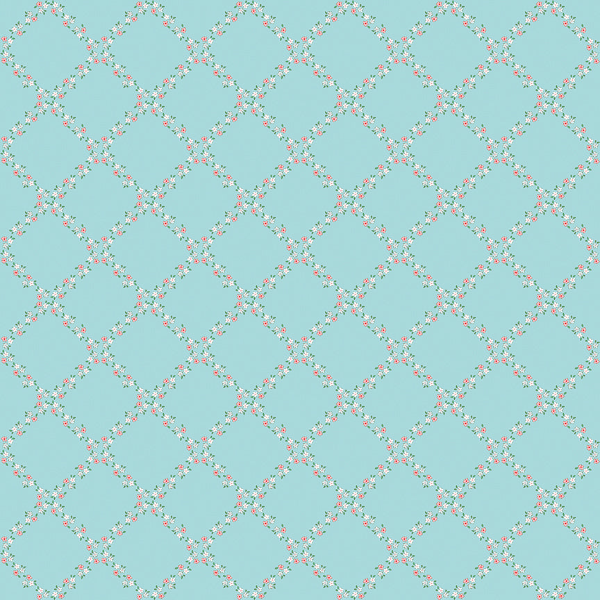 Fabric Riley Blake Aqua Lattice Whimsical Woodland by the Quarter Yard C17643-AQUA