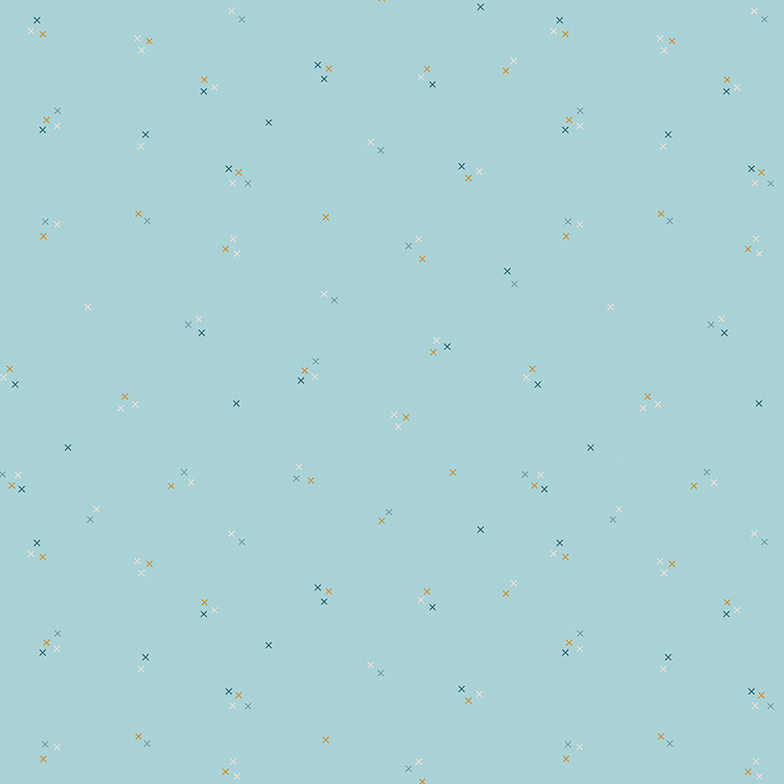 Fabric Riley Blake Aqua Stitching Correspondence by the Quarter Yard C17565-AQUA