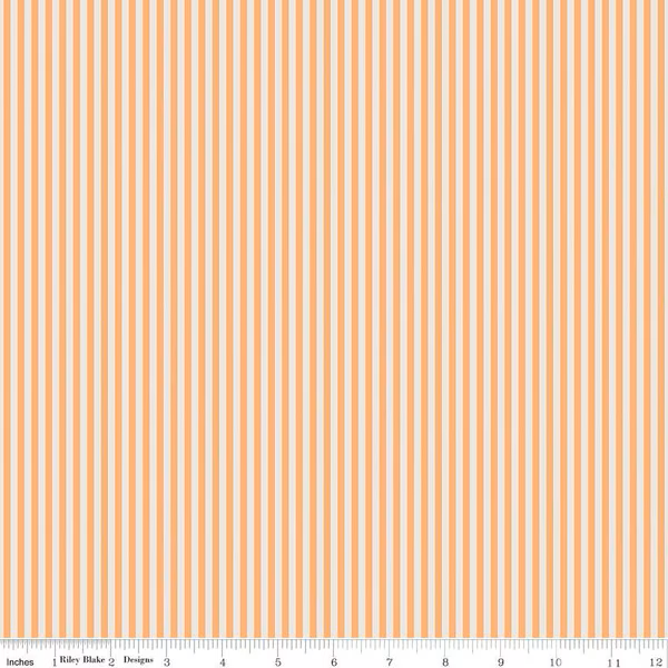 Fabric Riley Blake Basics Ivory/Marmalade 1/8" Stripes by the Quarter Yard C505-MARMALADE