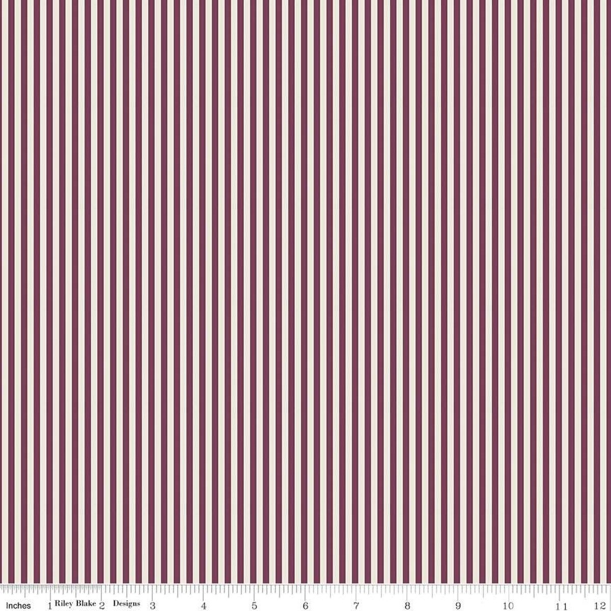 Fabric Riley Blake Basics Ivory/Sangria 1/8" Stripes by the Quarter Yard C505-SANGRIA