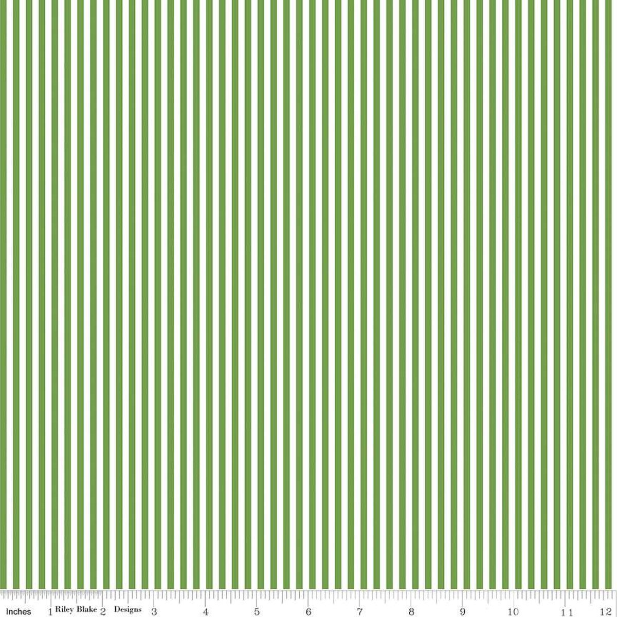 Fabric Riley Blake Basics White/Clover 1/8" Stripes by the Quarter Yard C495-CLOVER