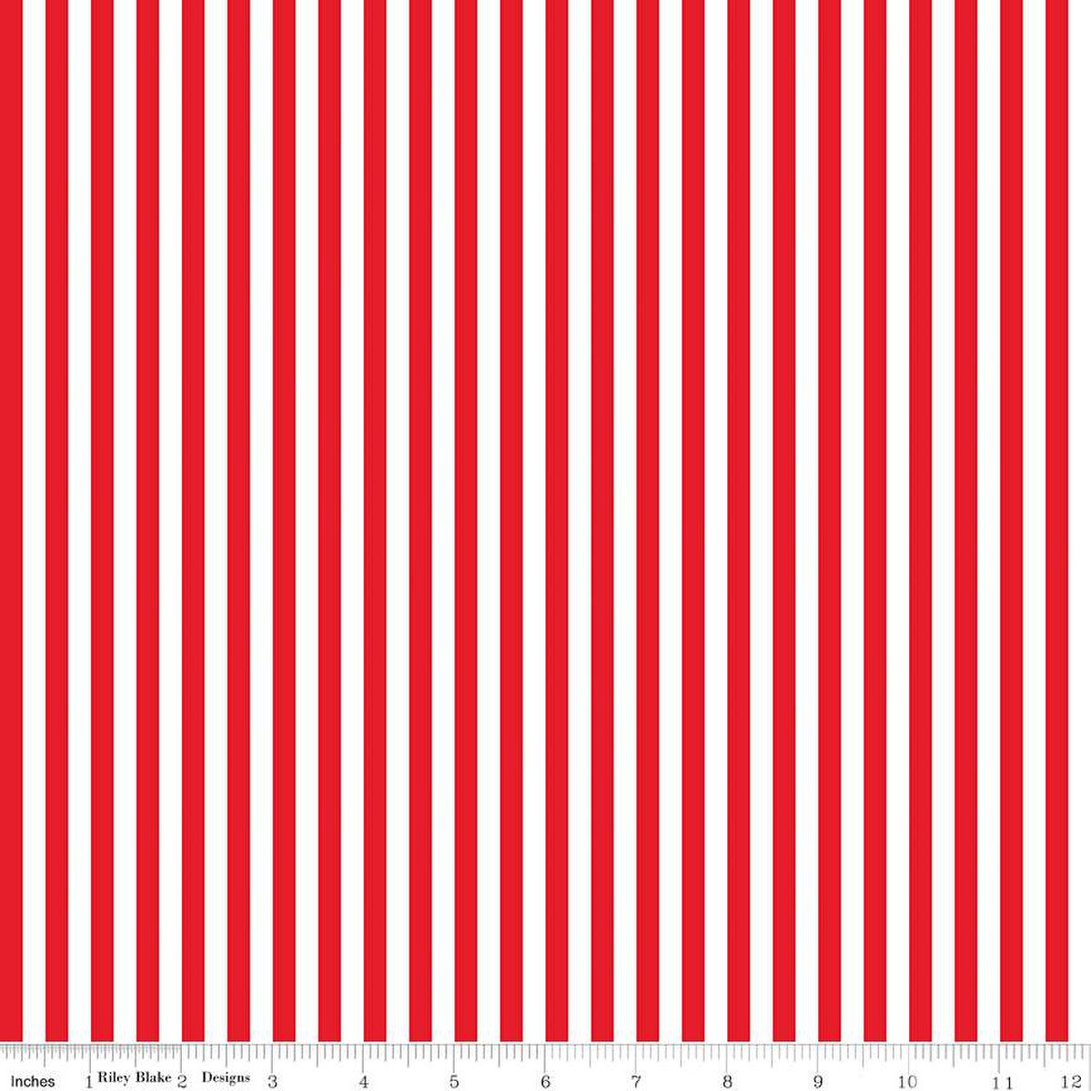 Fabric Riley Blake Basics White/Red 1/4" Stripes by the Quarter Yard C555-RED