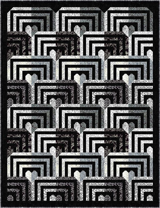 Fabric Riley Blake Batiks Flora Noire In My Heart Quilt Kit KTBT-1031