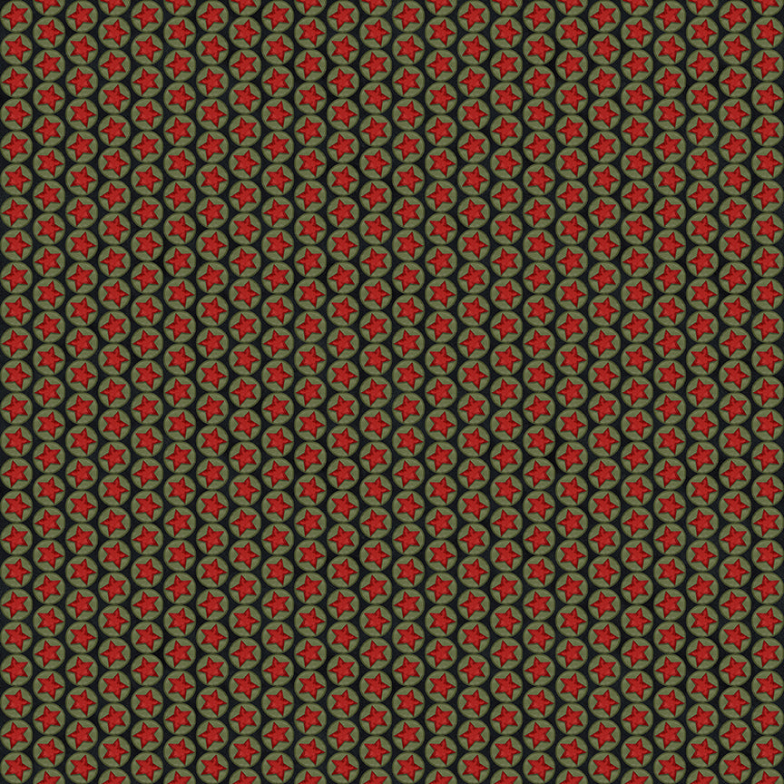 Pattern of red stars on a green background