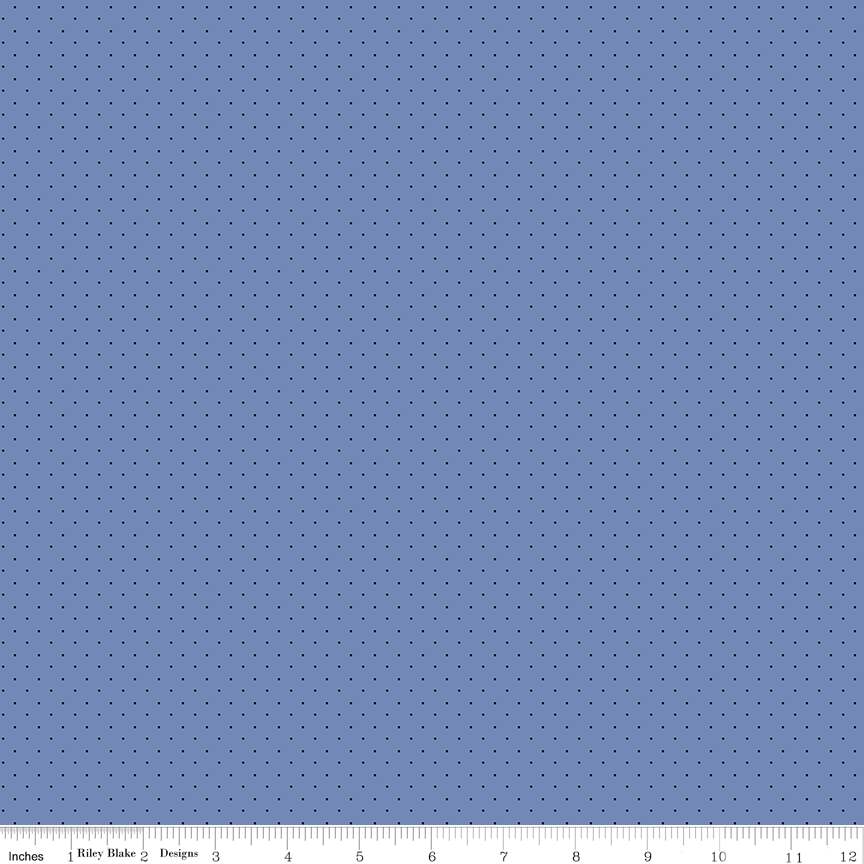 Fabric Riley Blake Blue American Jane Pindots by the Quarter Yard C840-BLUE