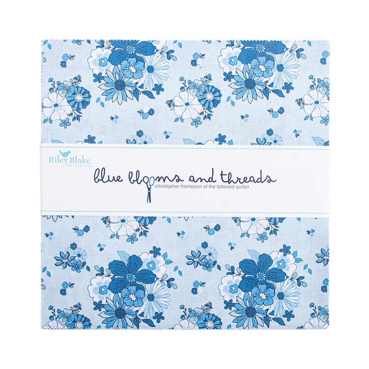 Fabric Riley Blake Blue Blooms and Threads 10" Stackers 10-17120-42