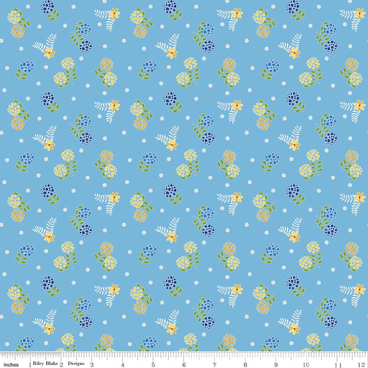 Fabric Riley Blake Blue Blossoms Awakening by the Quarter Yard C17104-BLUE