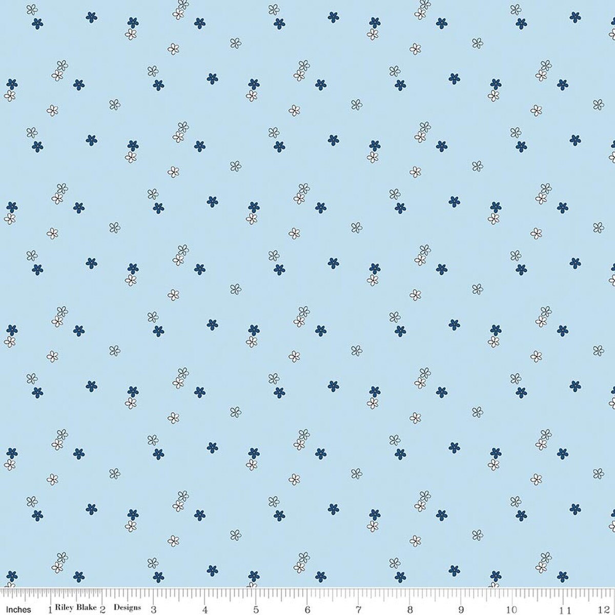 Fabric Riley Blake Blue Ditsy Blue Blooms and Threads by the Quarter Yard C17124-BLUE