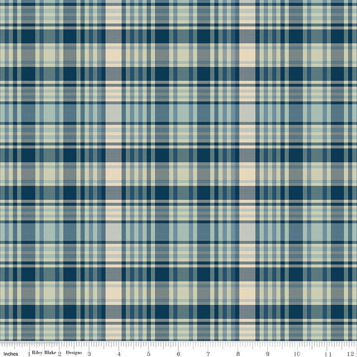Fabric Riley Blake Blue Fisher Plaid-Venture Club by the Quarter Yard C17045-BLUE