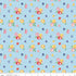 Floral pattern fabric with colorful flowers on a blue background