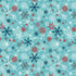 Pattern of colorful snowflakes on a blue background