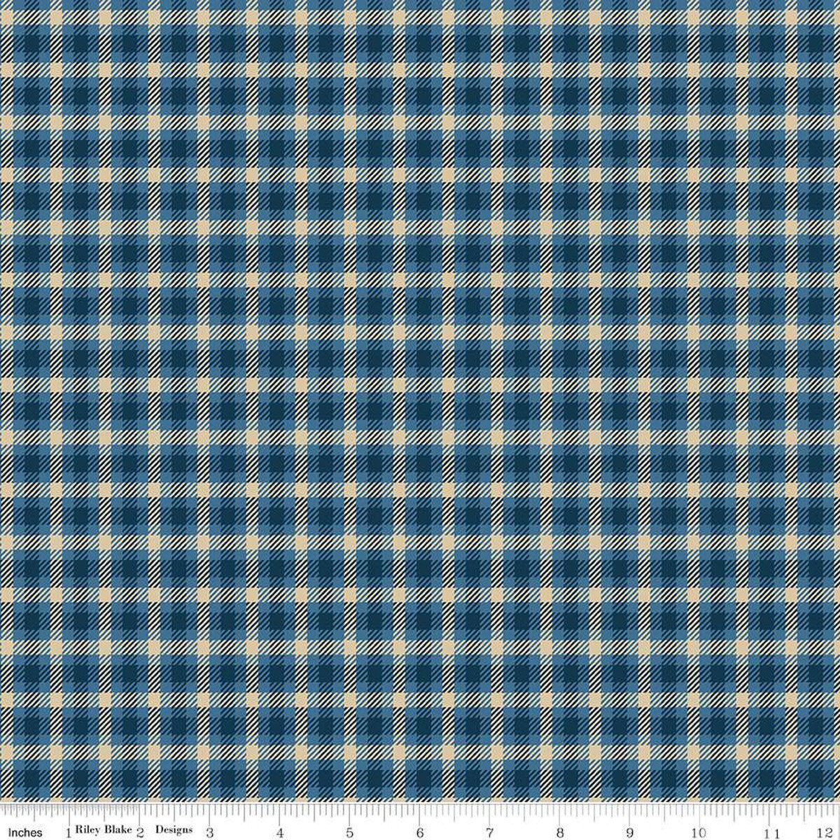 Fabric Riley Blake Blue Scout Plaid-Venture Club by the Quarter Yard C17042-BLUE