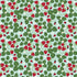 Pattern of red strawberries, green leaves, and white flowers on a light blue background.