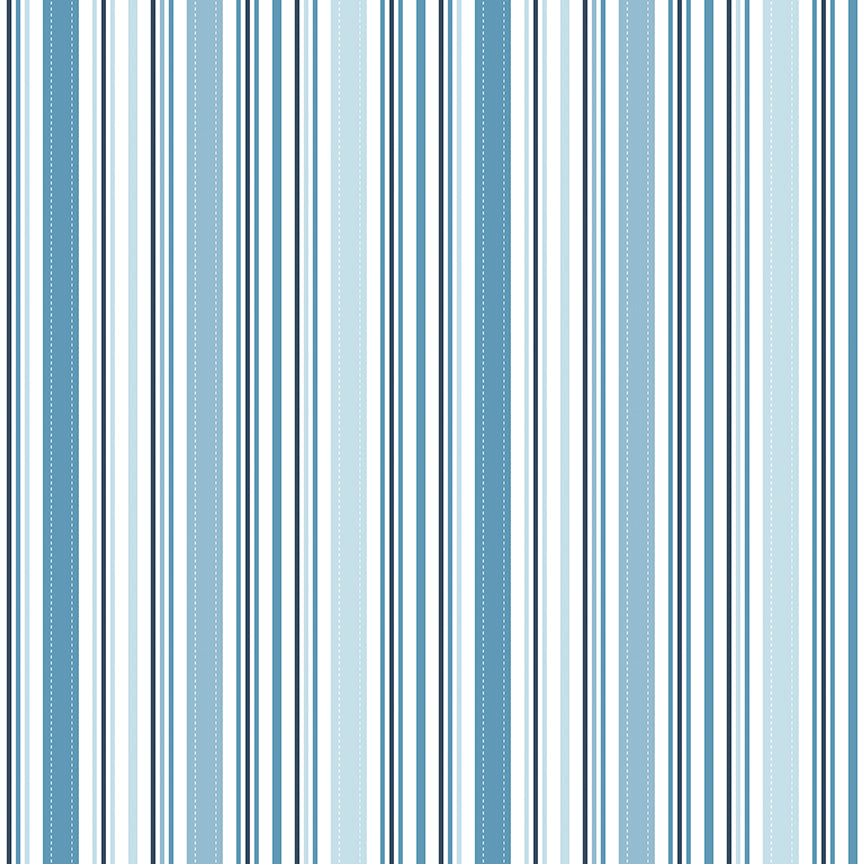 Pattern of vertical blue and white stripes on a light blue background