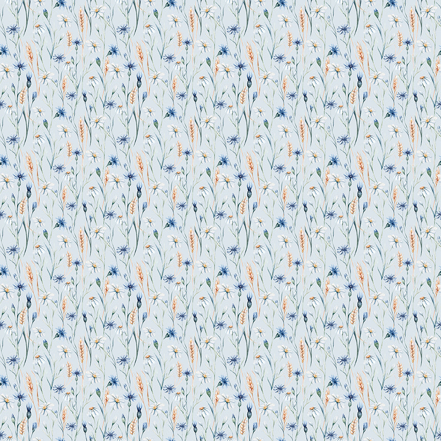 Fabric Riley Blake Blue Wildflowers Daybreak on the Prairie by the Quarter Yard C17685-BLUE