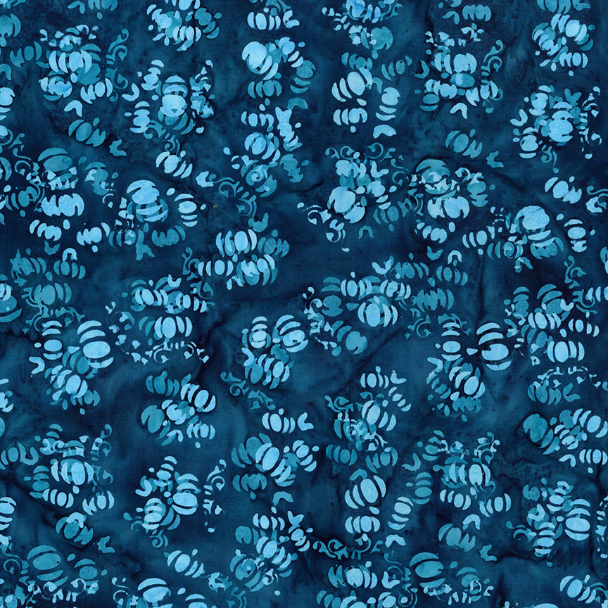 Pattern of blue pumpkins on a blue background