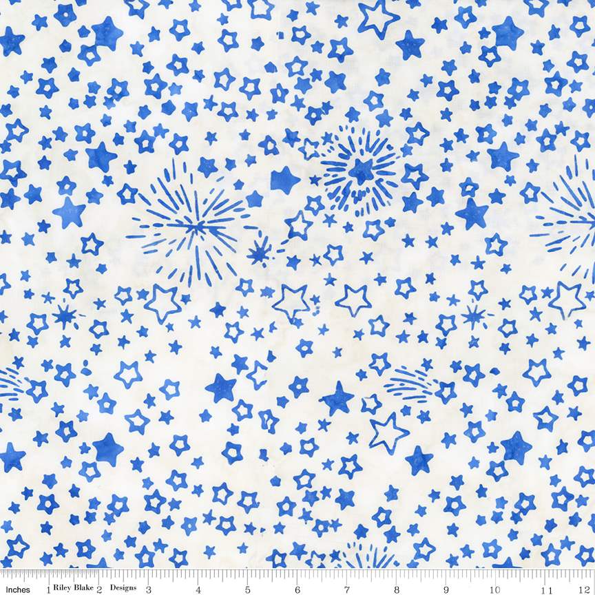 Fabric Riley Blake Blueprint Matte Stars Expressions Batiks Let Freedom Reign by the Quarter Yard BT23197-293
