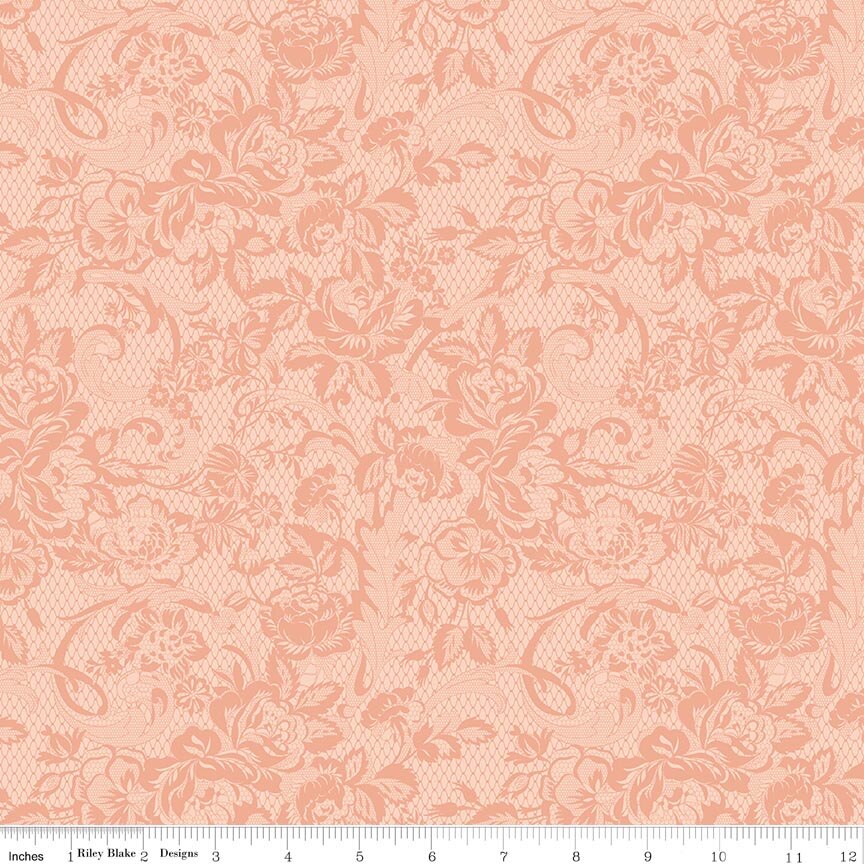Fabric Riley Blake Blush Lace Rose & Violet's Bouquet des Fleurs by the Quarter Yard C17292-BLUSH
