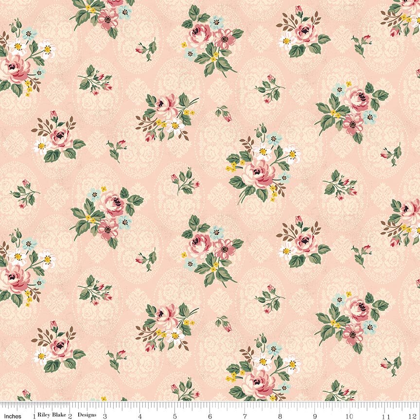 Fabric Riley Blake Blush Posy Rose & Violet's Bouquet des Fleurs by the Quarter Yard C17291-BLUSH