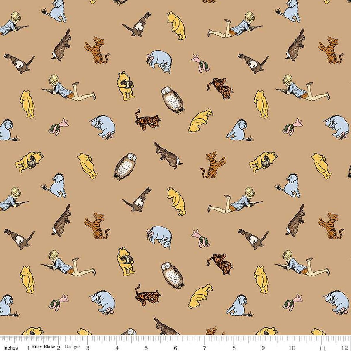 Fabric Riley Blake Brown Characters Winnie the Pooh by the Quarter Yard C17003-BROWN
