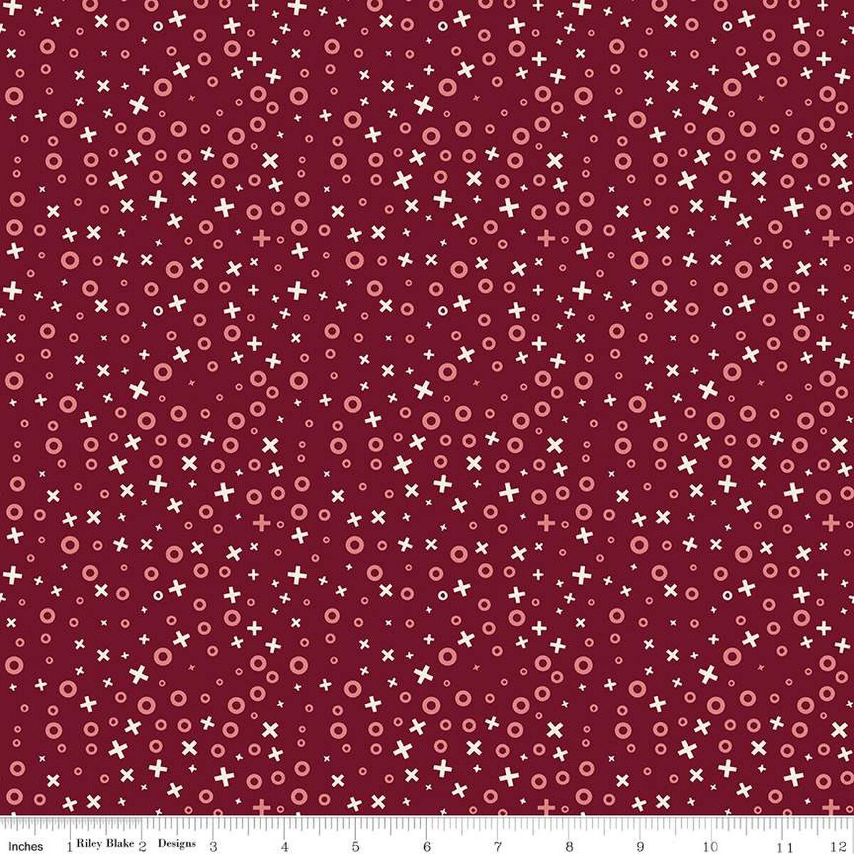 Fabric Riley Blake Burgundy XOs Love You Always by the Quarter Yard C16872-BURGUNDY