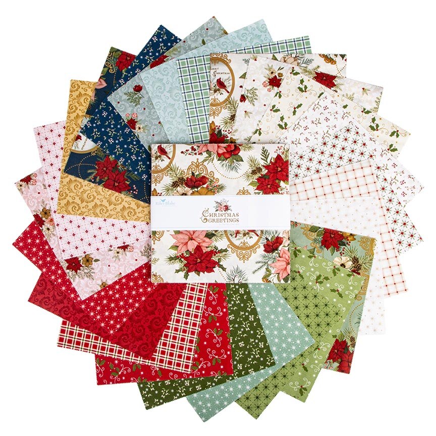 Fabric Riley Blake Christmas Greetings 42pc 10" Stacker 10-17660-42