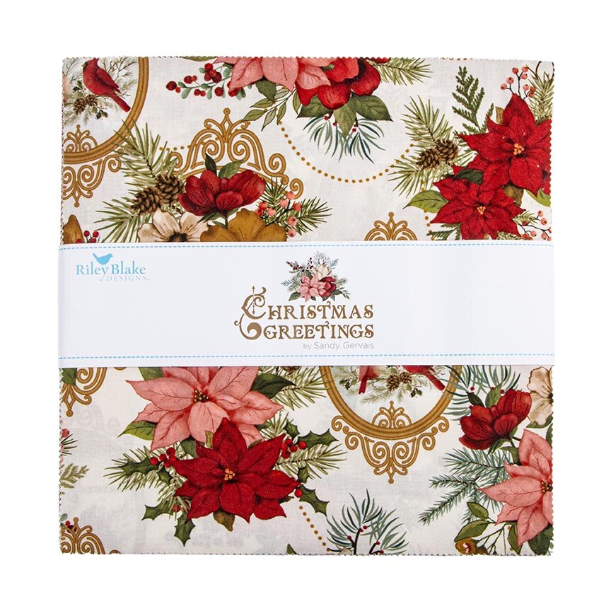 Fabric Riley Blake Christmas Greetings 42pc 10" Stacker 10-17660-42