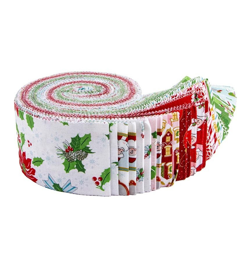 Fabric Riley Blake Claus & Co. 40pc 2.5" Strip Rolie Polie RP-17740-40