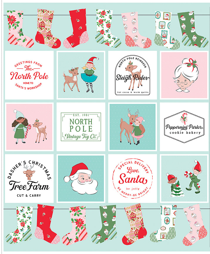 Collection of Christmas-themed illustrations and graphics on a light blue background