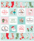 Collection of Christmas-themed illustrations and graphics on a light blue background