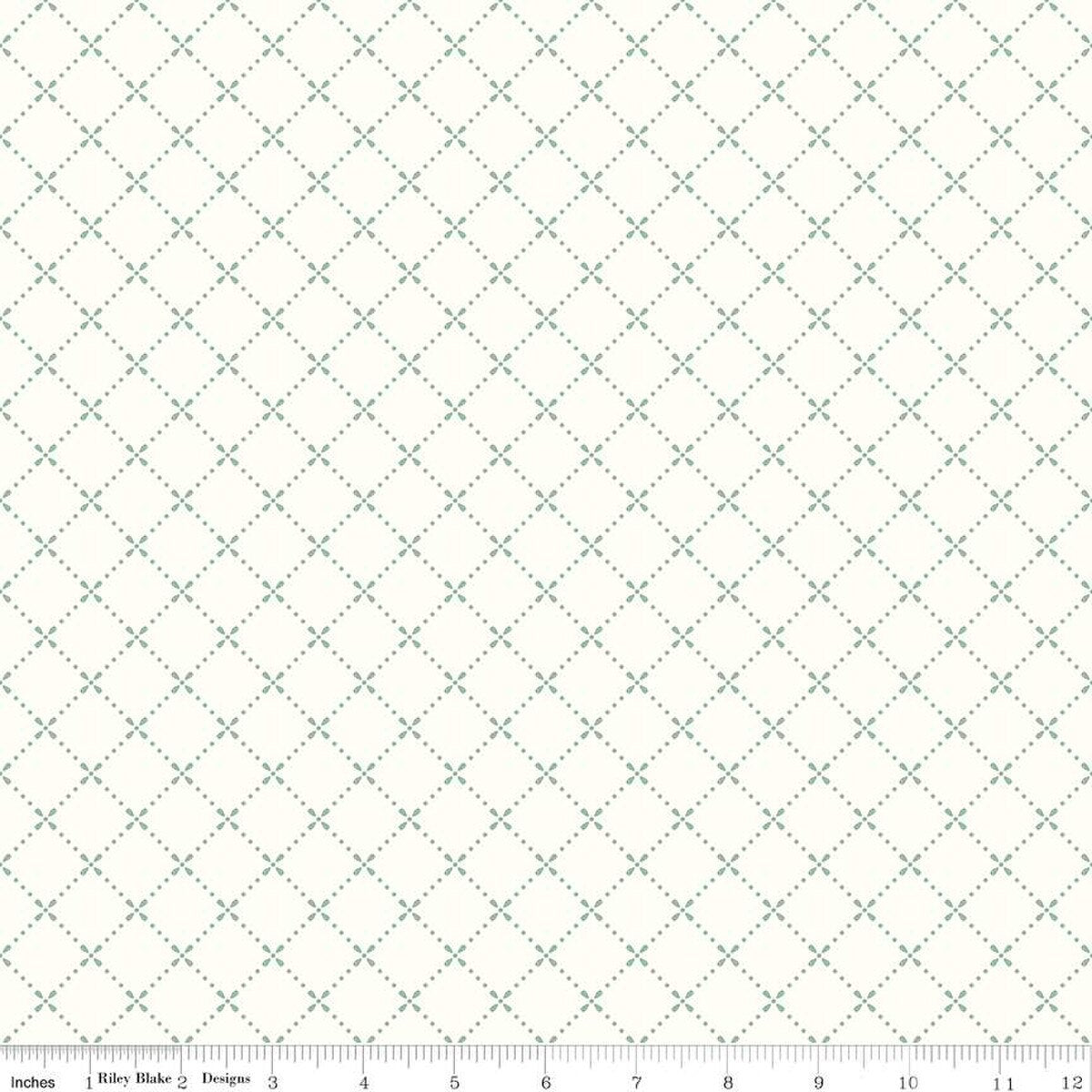 Fabric Riley Blake Cloud Grid Mary Catherine by the Quarter Yard C16704-CLOUD