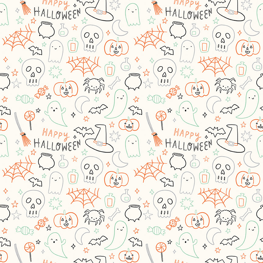Fabric Riley Blake Cloud Halloween Icons Frank and Friends by the Quarter Yard C17476-CLOUD