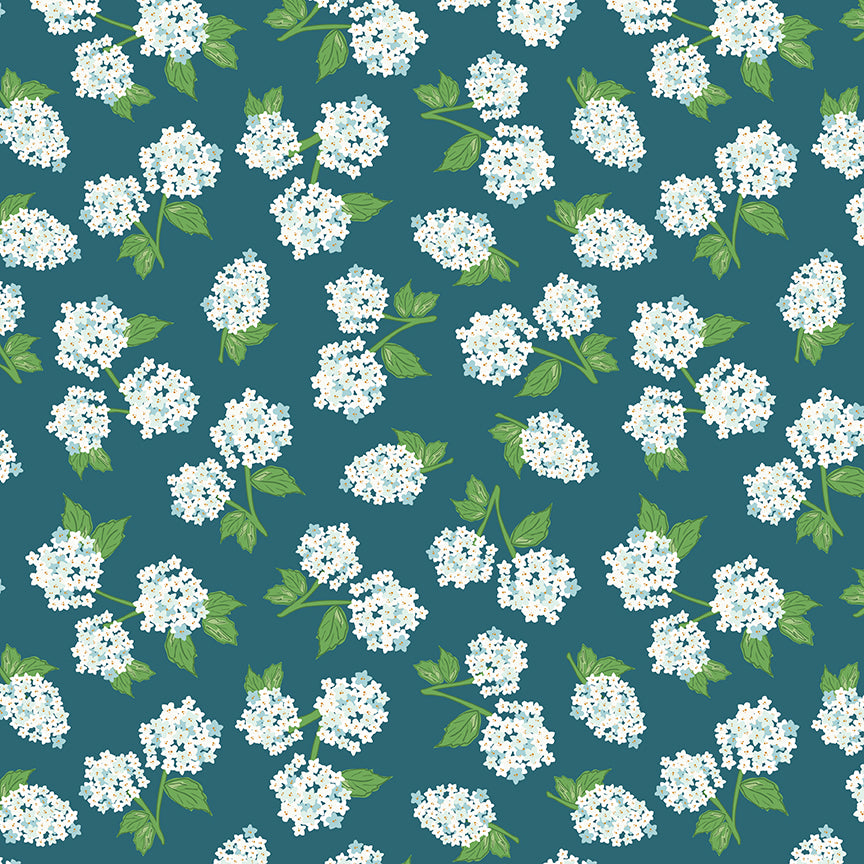 Fabric Riley Blake Colonial Blue Hydrangeas Correspondence by the Quarter Yard C17564-COLONIALBLUE
