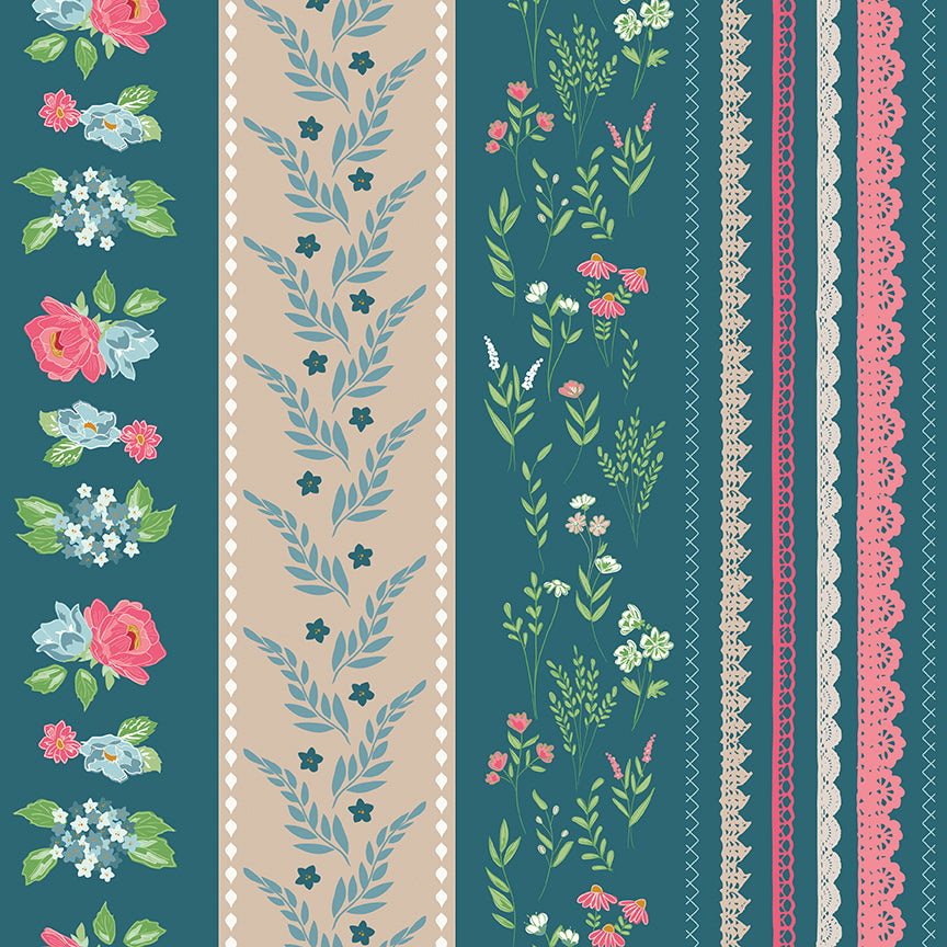 Fabric Riley Blake Colonial Blue Wide Stripe Correspondence by the Quarter Yard C17566-COLONIALBLUE