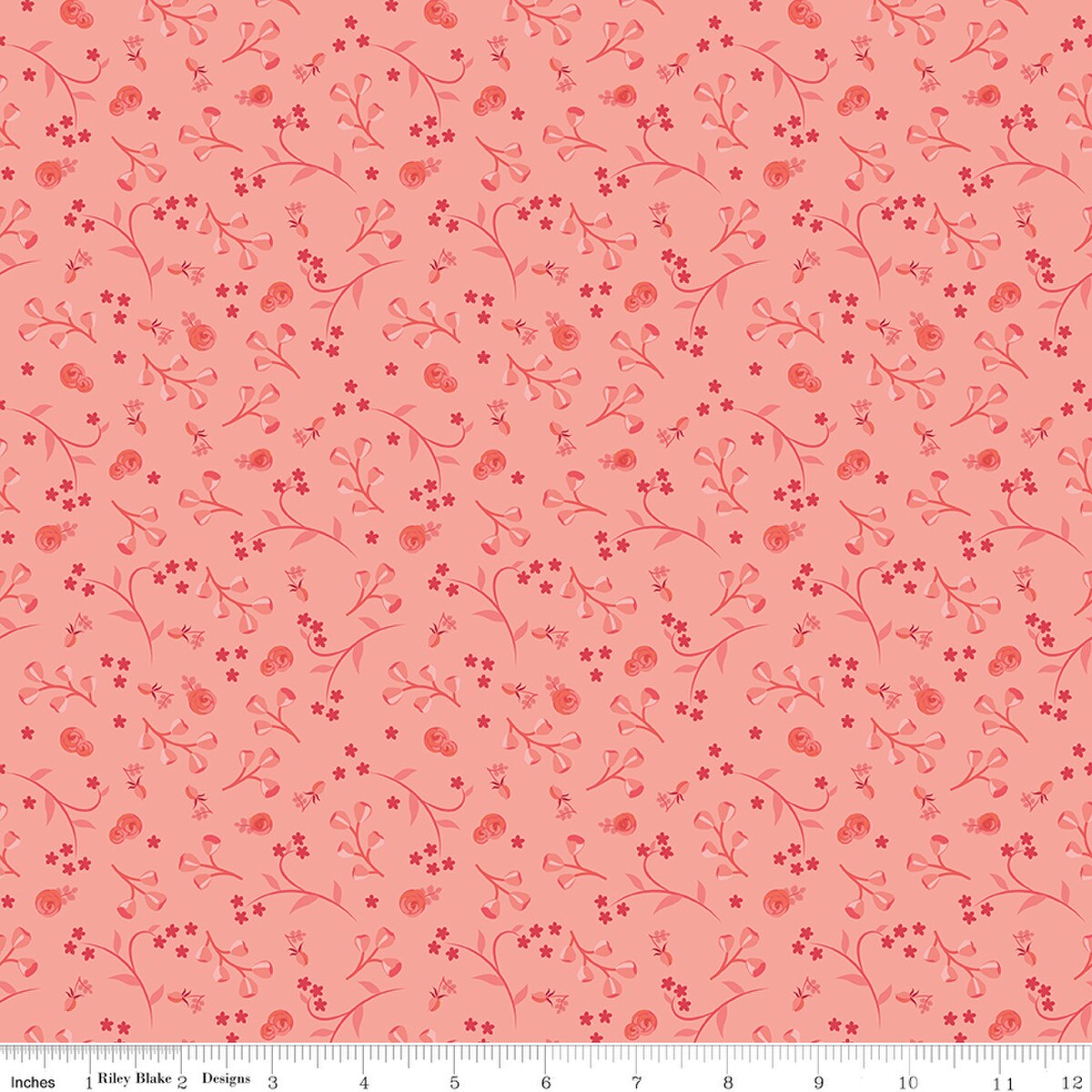 Fabric Riley Blake Coral Floral Front Porch by the Quarter Yard C17215-CORAL