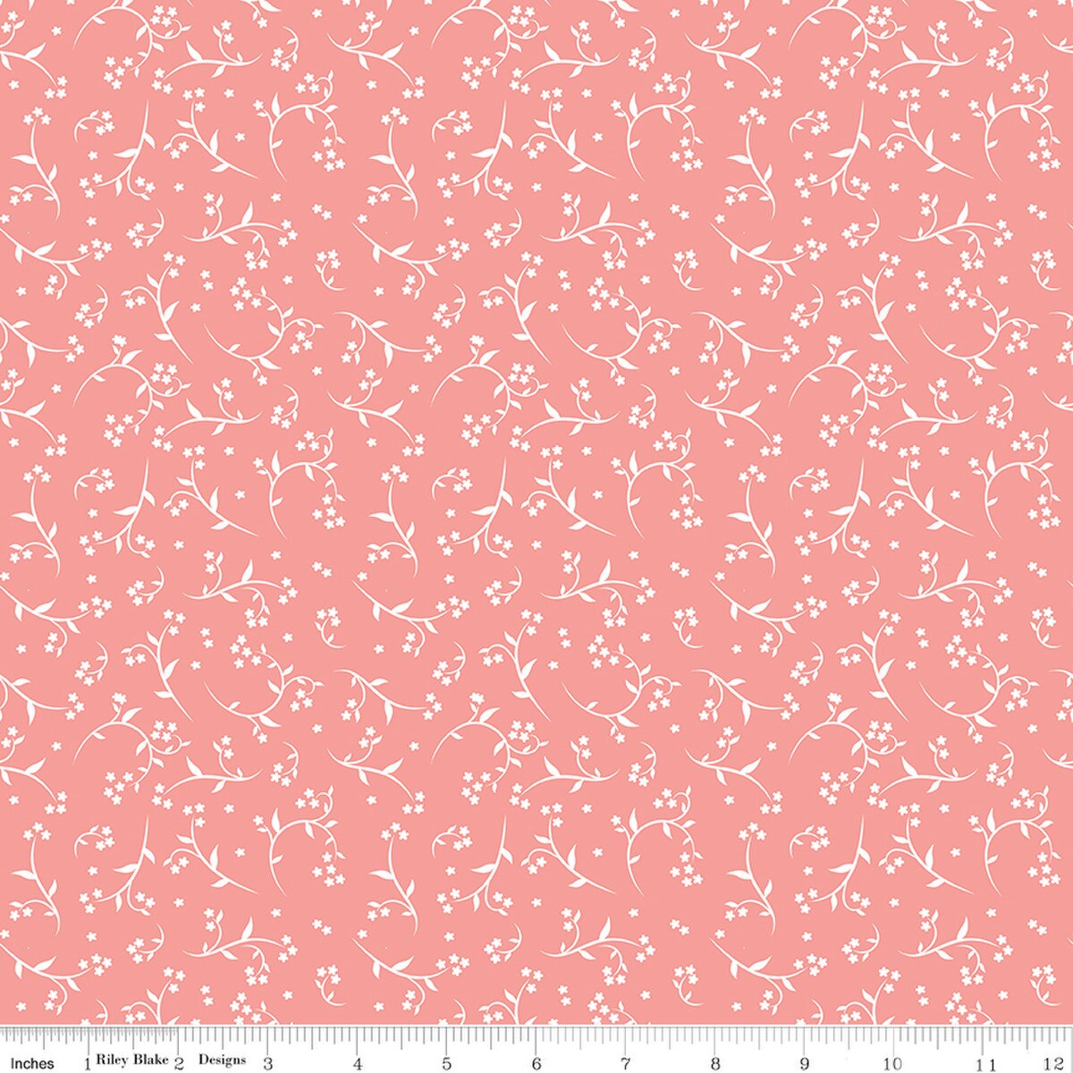 Fabric Riley Blake Coral Stems Front Porch by the Quarter Yard C17214-CORAL