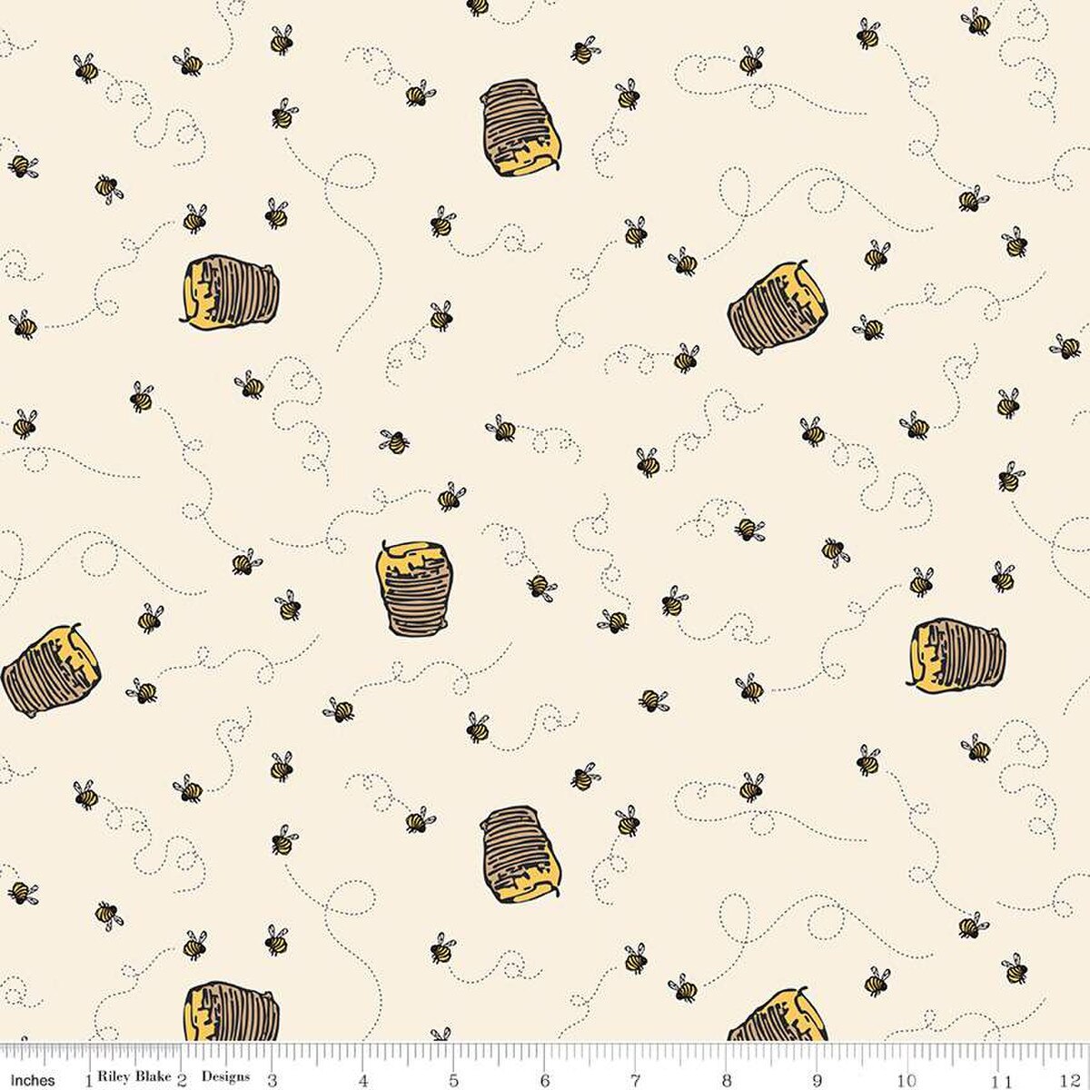 Fabric Riley Blake Cream Bees Winnie the Pooh by the Quarter Yard C17004-CREAM