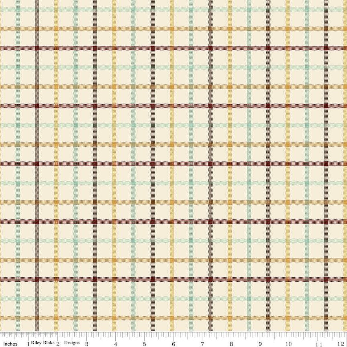 Fabric Riley Blake Cream Camper Plaid-Venture Club by the Quarter Yard C17047-CREAM