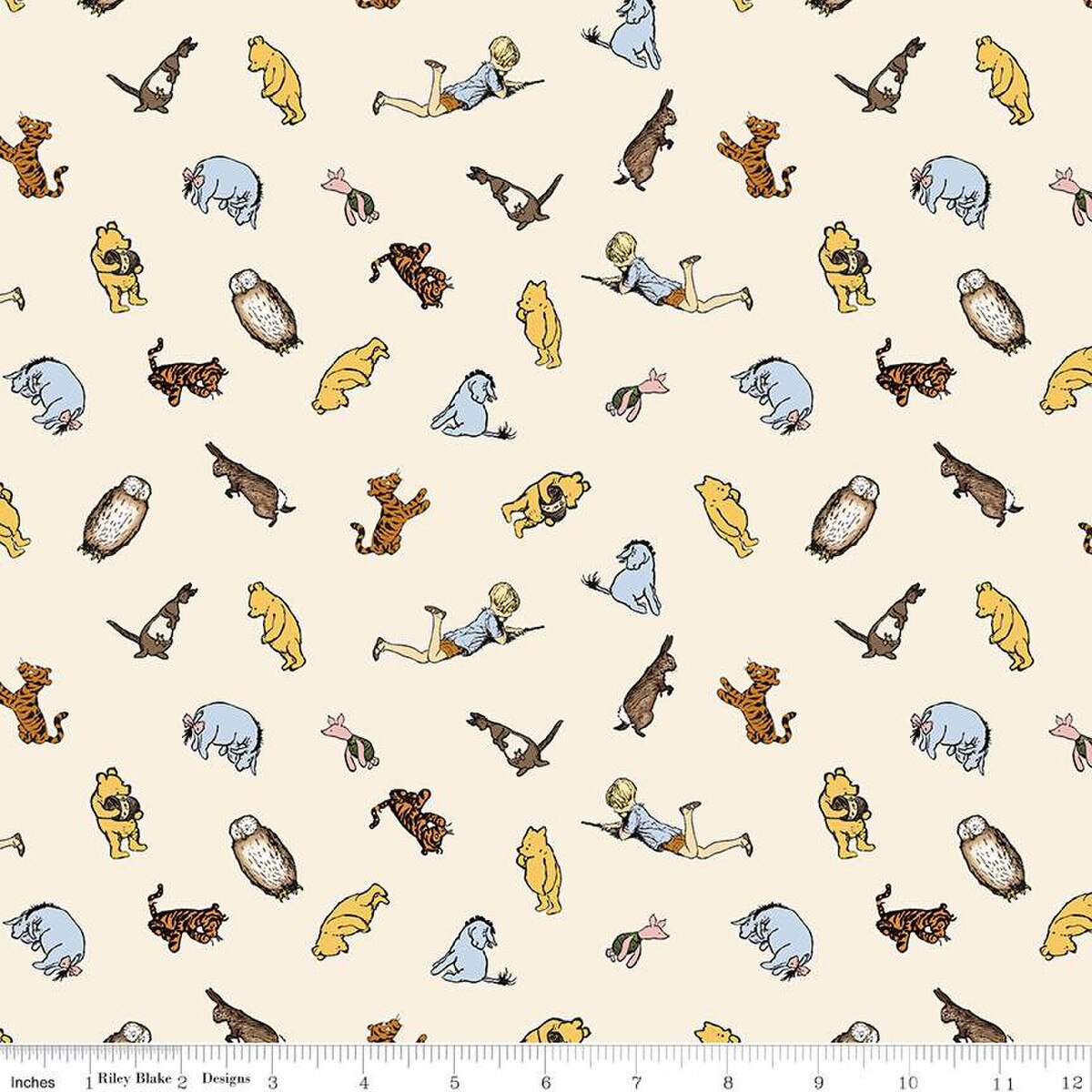 Fabric Riley Blake Cream Characters Winnie the Pooh by the Quarter Yard C17003-CREAM