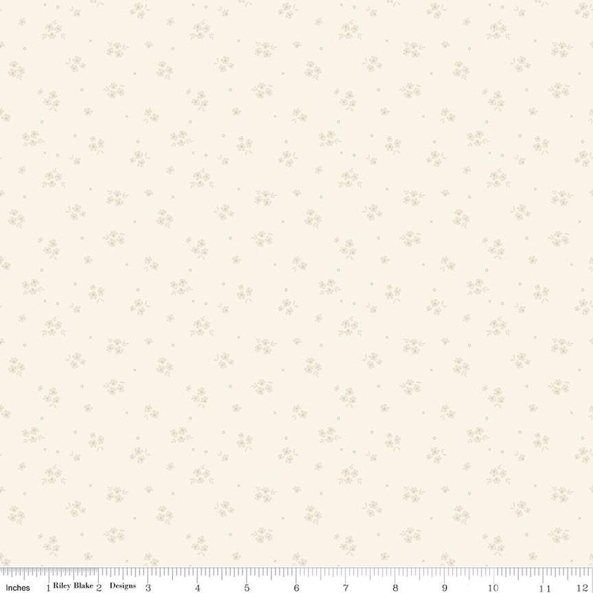 Fabric Riley Blake Cream Ditsy Love You Always by the Quarter Yard C16875-­CREAM