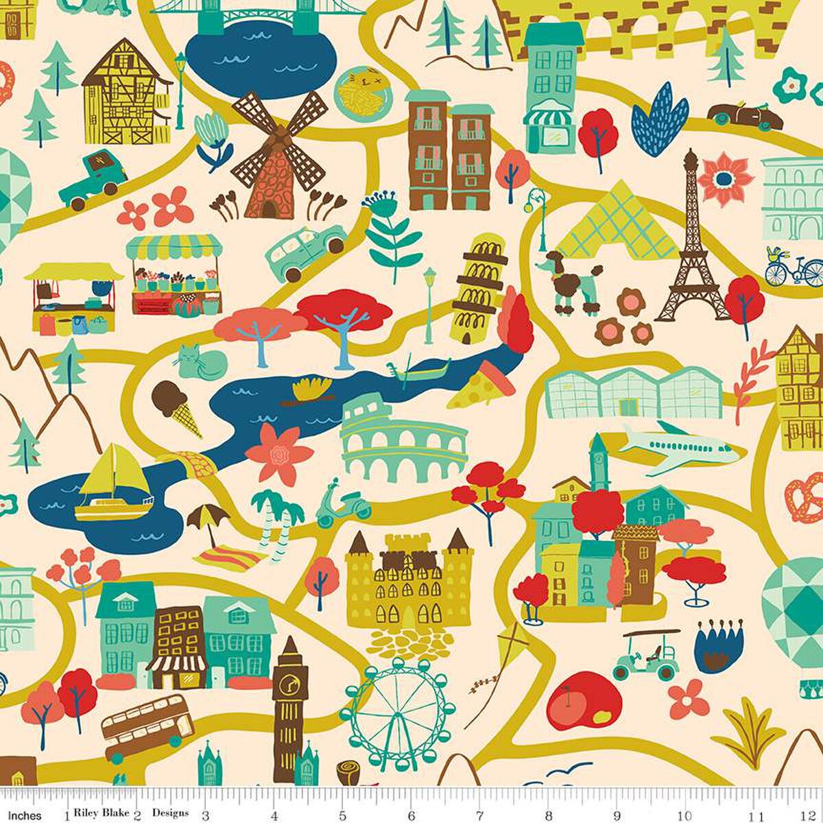 Fabric Riley Blake Cream It Takes a Village The Genesis of a Journey by the Quarter Yard C16930-CREAM