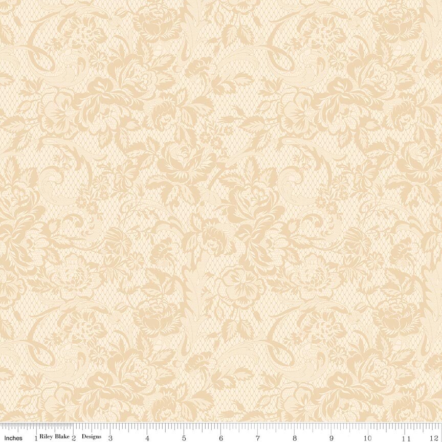Fabric Riley Blake Cream Lace Rose & Violet's Bouquet des Fleurs by the Quarter Yard C17292-CREAM