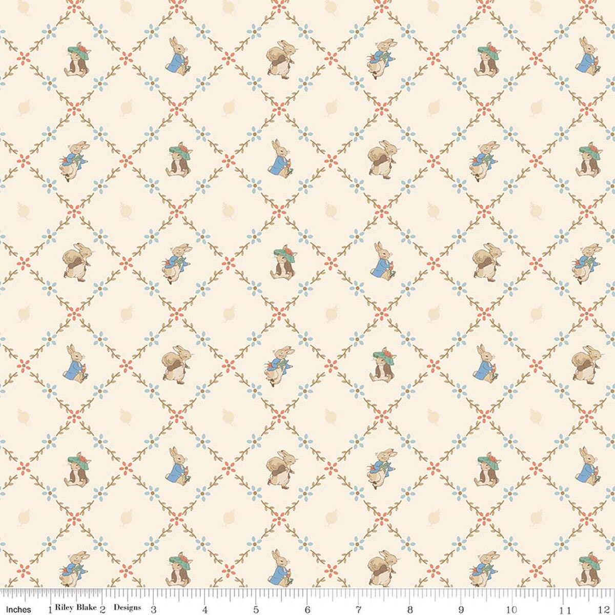 Fabric Riley Blake Cream Lattice Peter Rabbit and Benjamin Bunny by the Quarter Yard C17254-CREAM