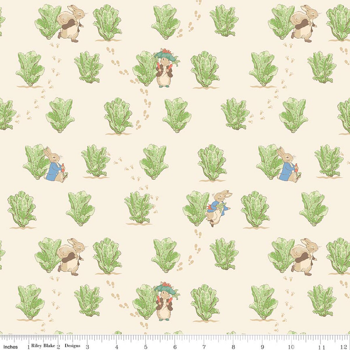 Fabric Riley Blake Cream Lettuce Patch Peter Rabbit and Benjamin Bunny by the Quarter Yard CD17253-CREAM