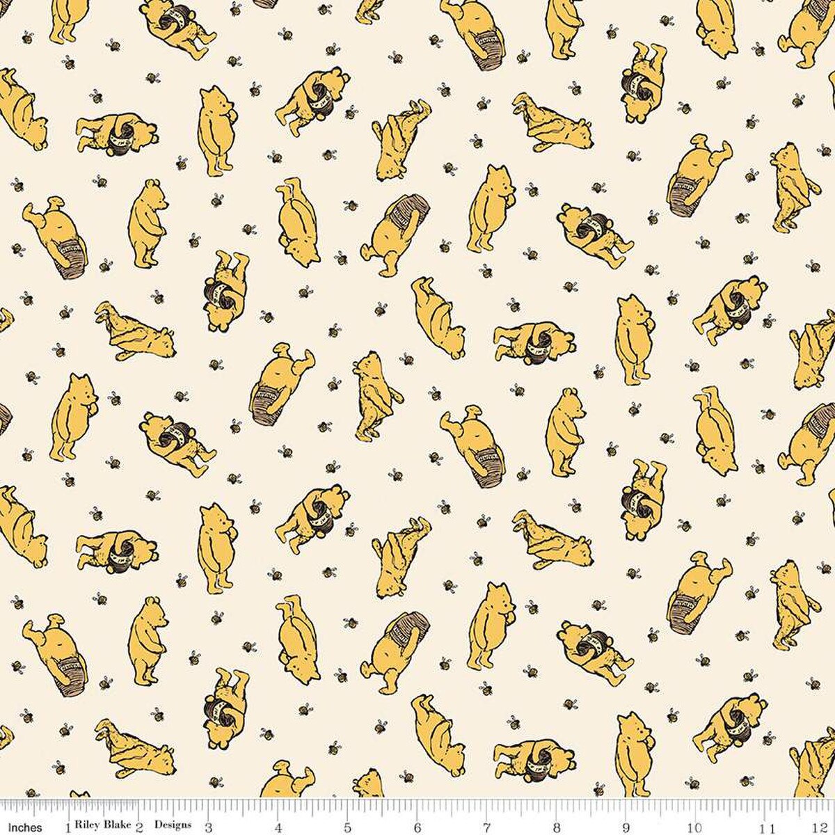 Fabric Riley Blake Cream Toss Winnie the Pooh by the Quarter Yard C17002-CREAM