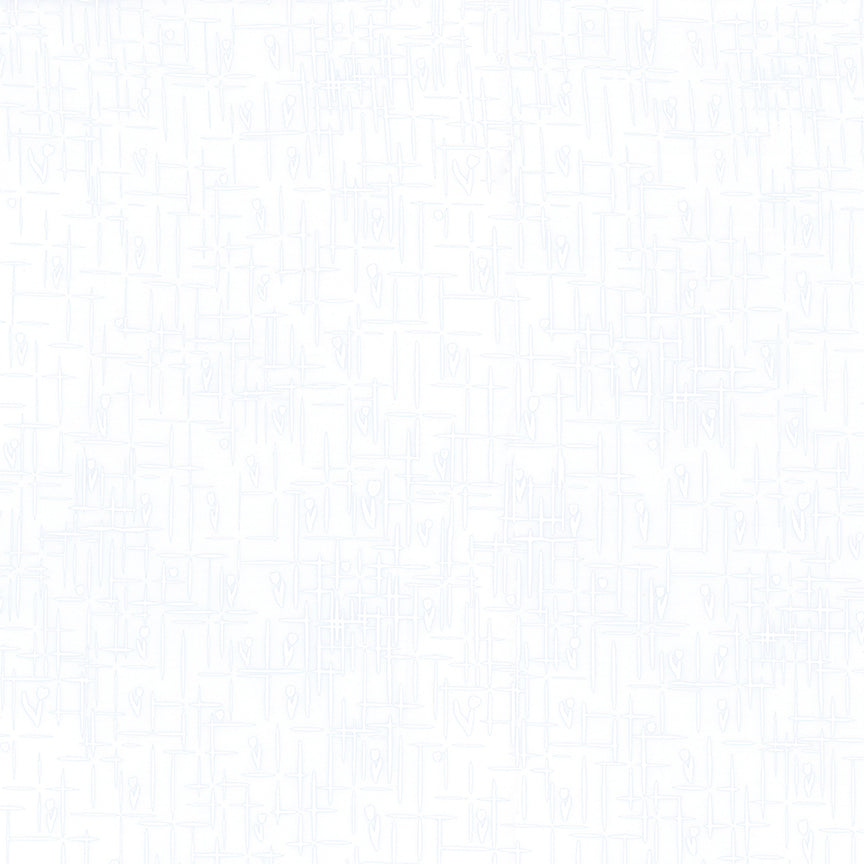 A seamless repeating pattern of light blue and white geometric blocks and abstract shapes.