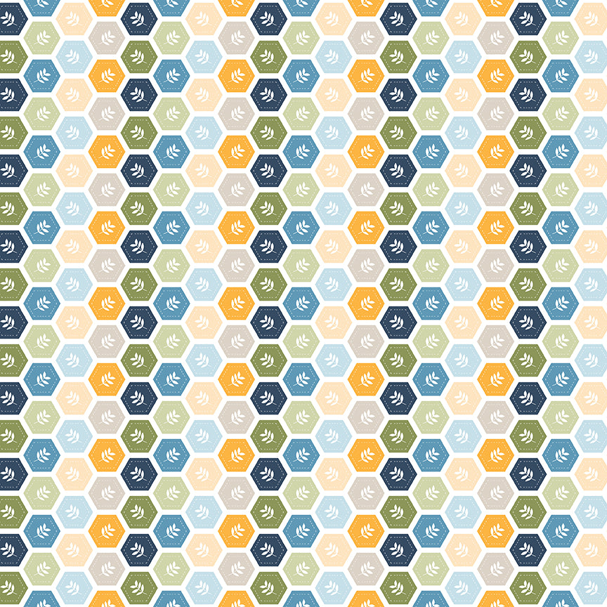 Hexagonal pattern with multicolors on a white background