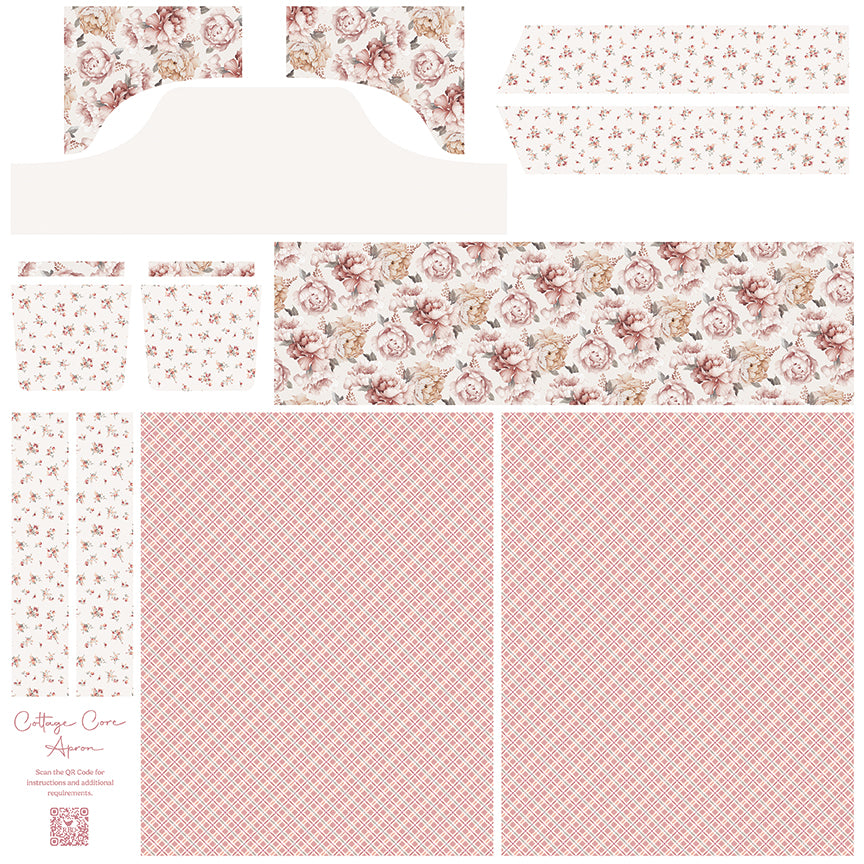 Fabric Riley Blake Daybreak on the Prairie Rose Cottage Core Apron Panel PD17690-ROSE